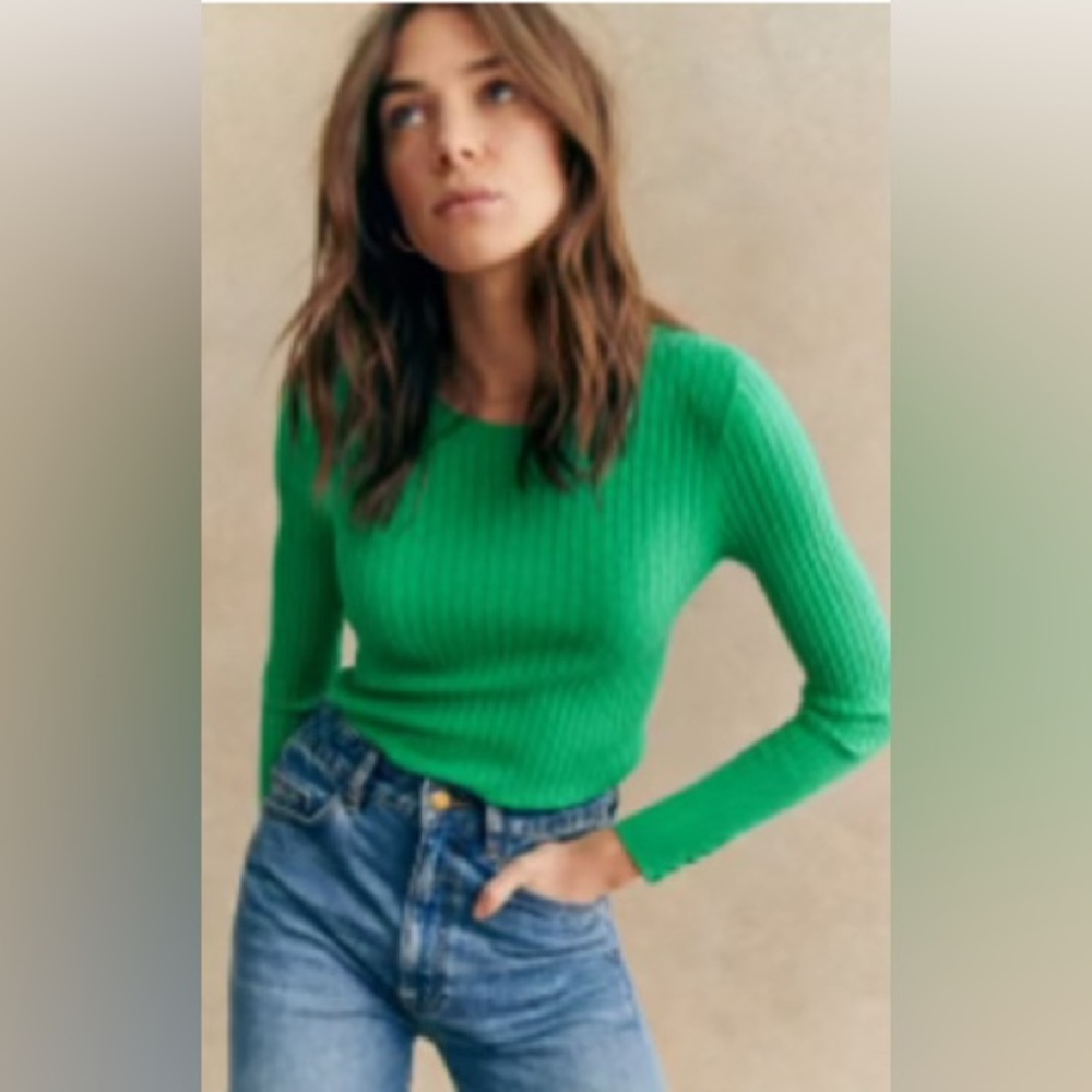 Sezane Dita Jumper Sea Bright Green - Size S